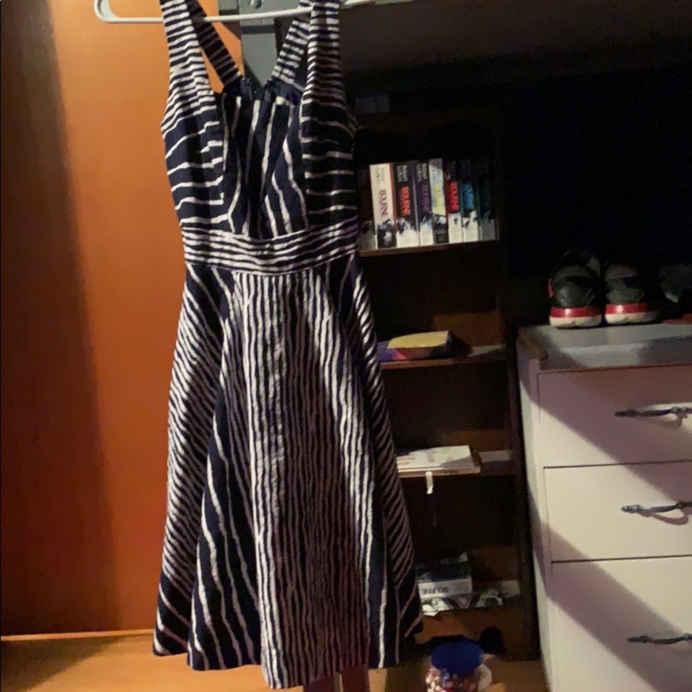 Blue and white dress